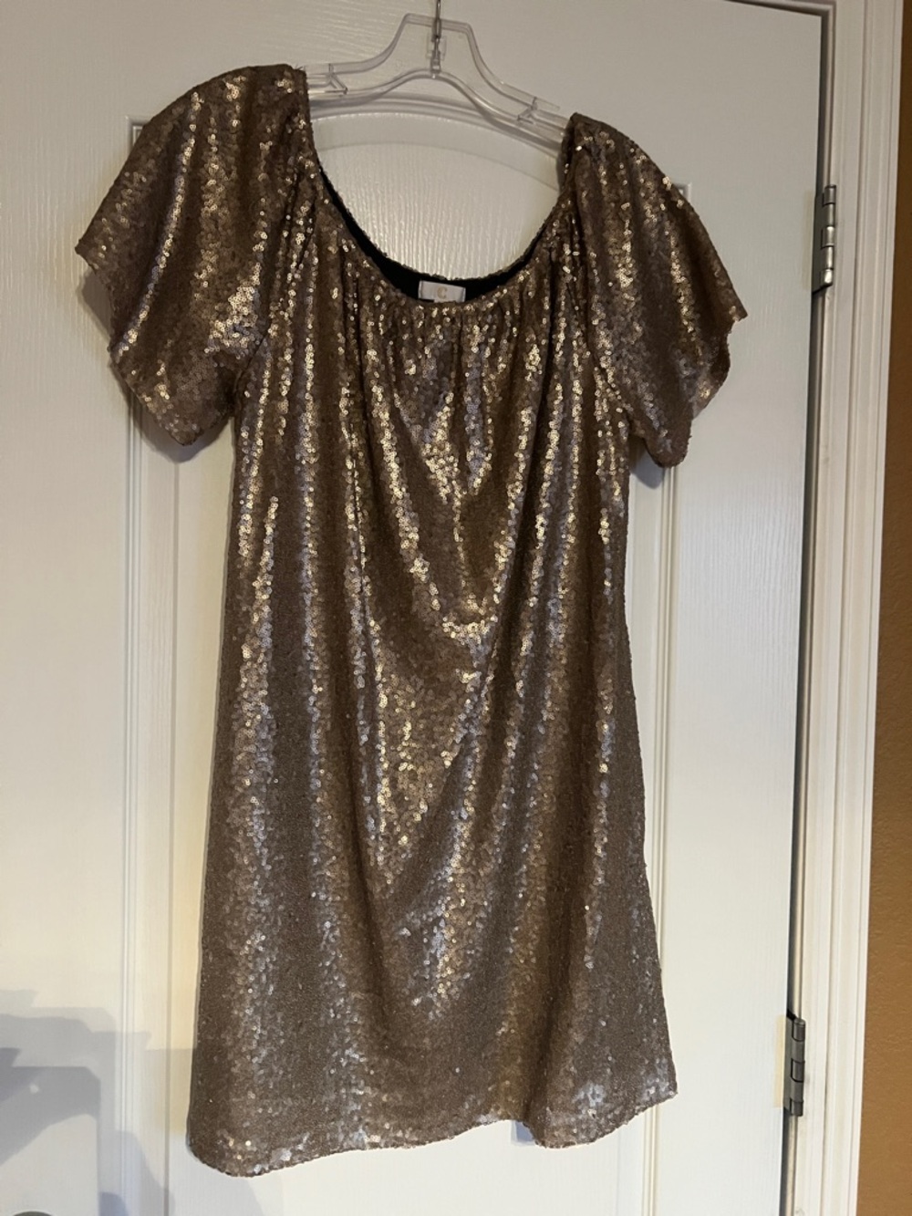 C Gold Sequin Short Sleeve Tunic